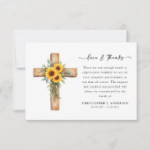 Foto Sunflower Cross Script begrafenis Bedankkaart (Voorkant)