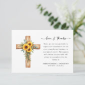 Foto Sunflower Cross Script begrafenis Bedankkaart (Staand voorkant)