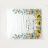 Foto: Sunflower Eucalyptus Weduwfoto Achtergrond Wandkleed (Voorkant (horizontaal))