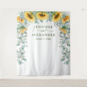 Foto: Sunflower Eucalyptus Weduwfoto Achtergrond Wandkleed (Voorkant)