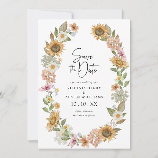 Foto Sunflower Save the Date Kaart (Voorkant)