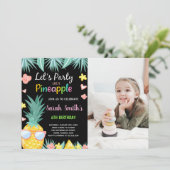 Foto SunGlass Black Ananas Party Verjaardag Kaart (Staand voorkant)