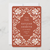 Foto Sunset Rust Red Shabby Chic Save The Date (Voorkant)