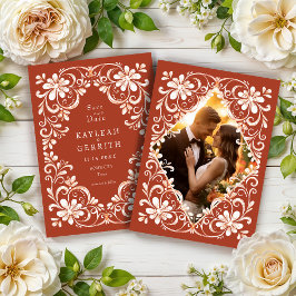 Foto Sunset Rust Red Shabby Chic Save The Date