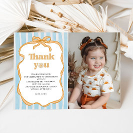 Foto Sunshine Blauwe Gingham Verjaardagsfeest  Bedankkaart