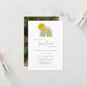 Foto Sunshine Rainbow Baby shower Invitation Kaart