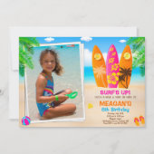 Foto Surfancyverjaardagsuitnodiging Surfs up party Kaart (Voorkant)