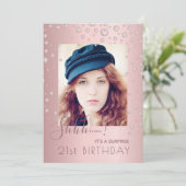 Foto: Surprise Birthday Party dusty roos diamants Kaart (Staand voorkant)