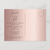 Foto: Surprise Birthday Party roos gold uitnodigin Briefkaart (Achterkant)