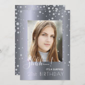 Foto Surprise Birthday Party Silver diamants Kaart (Voorkant / Achterkant)