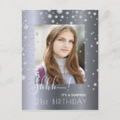 Foto: Surprise Birthday Sildiamant-uitnodiging Briefkaart (Voorkant)