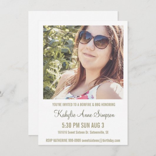 Foto Sweet 16 Birthday Party Kaart (Voorkant / Achterkant)