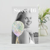 *~* FOTO Sweet 16 Birthday Rainbow-ballon AP29 Kaart (Staand voorkant)