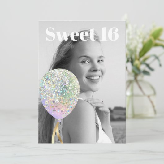 *~* FOTO Sweet 16 Birthday Rainbow-ballon AP29 Kaart (Staand voorkant)