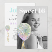 *~* FOTO Sweet 16 Birthday Rainbow-ballon AP29 Kaart (Voorkant / Achterkant)