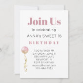 *~* FOTO Sweet 16 Birthday Roos Balloon AP29 Kaart (Achterkant)