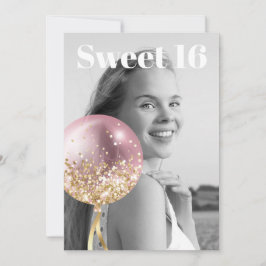*~* FOTO Sweet 16 Birthday Roos Balloon AP29 Kaart