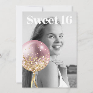 *~* FOTO Sweet 16 Birthday Roos Balloon AP29 Kaart