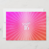 Foto Sweet 16 Groovy Roze Sinaasappel Gradient Ret Kaart (Achterkant)