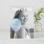 *~* FOTO Sweet 16 Regenboogballon AP29 Birthday Kaart (Staand voorkant)