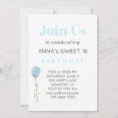 *~* FOTO Sweet 16 Regenboogballon AP29 Birthday Kaart (Achterkant)