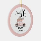 Foto Sweet 16 Roos Roze Waterverf Naam Keramisch Ornament (Rechts)