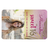 Foto Sweet 16 Save the Date Tropical Palm Tree Magneet (Horizontaal)