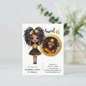 FOTO Sweet 16 Zwart Tiener Verjaardag Zwart Goud (Staand voorkant)