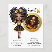 FOTO Sweet 16 Zwart Tiener Verjaardag Zwart Goud (Voorkant)