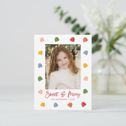 Foto Sweet and Merry Gumdrops Feestdagenkaart (Staand voorkant)