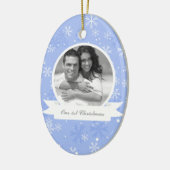 Foto Sweet Blue Snowflakes Keramisch Ornament (Links)