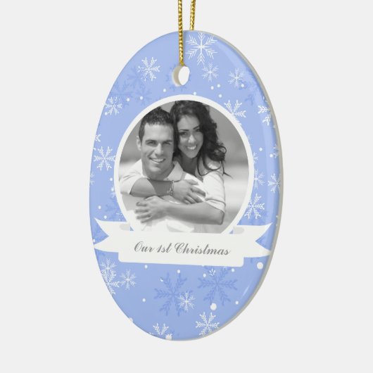 Foto Sweet Blue Snowflakes Keramisch Ornament (Links)