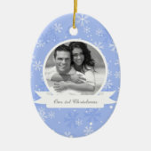 Foto Sweet Blue Snowflakes Keramisch Ornament (Voorkant)