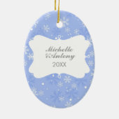 Foto Sweet Blue Snowflakes Keramisch Ornament (Achterkant)