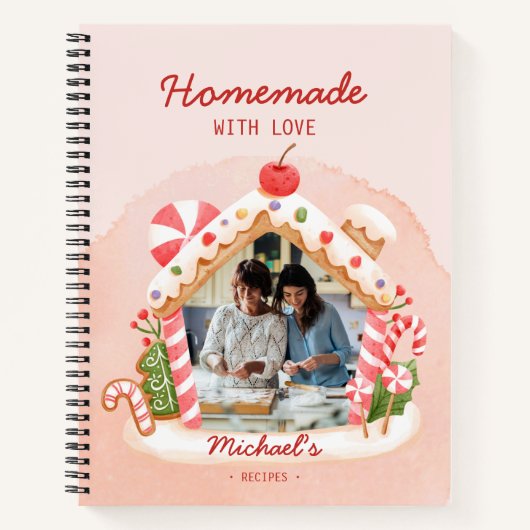 Foto Sweet Gingerbread House Zelfgemaakt met Liefd Notitieboek (Voorkant)