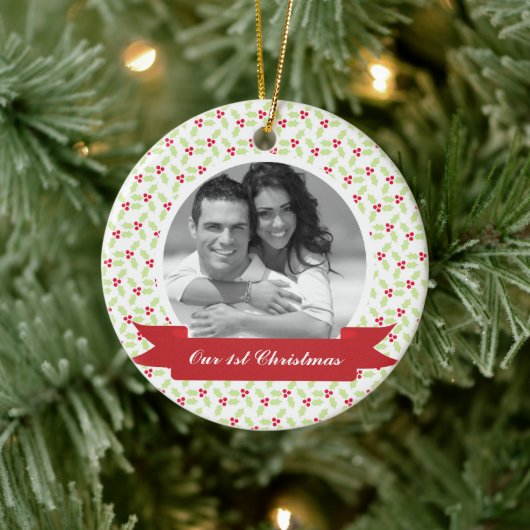 Foto Sweet Mistletoe Keramisch Ornament (Boom)