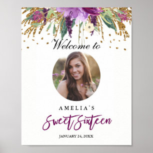 Foto Sweet Sixteen Welkom Amethyst Sign Poster