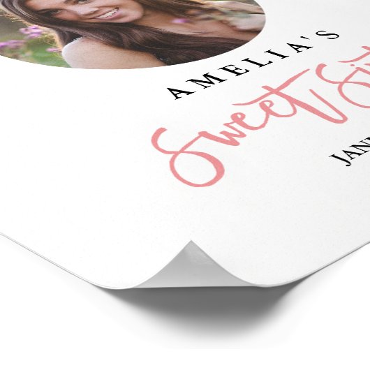 Foto Sweet Sixteen Welkomstteken Botanisch Poster (Hoek)