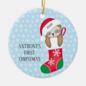 Foto Sweet Sloth Baby's Eerste Kerstmis Ornament (Voorkant)
