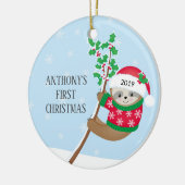 Foto Sweet Sloth Baby's Eerste Kerstmis Ornament (Links)
