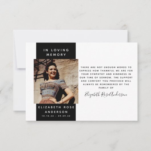 Foto sympathie begrafenis bedankt notitiekaartje (Voorkant)