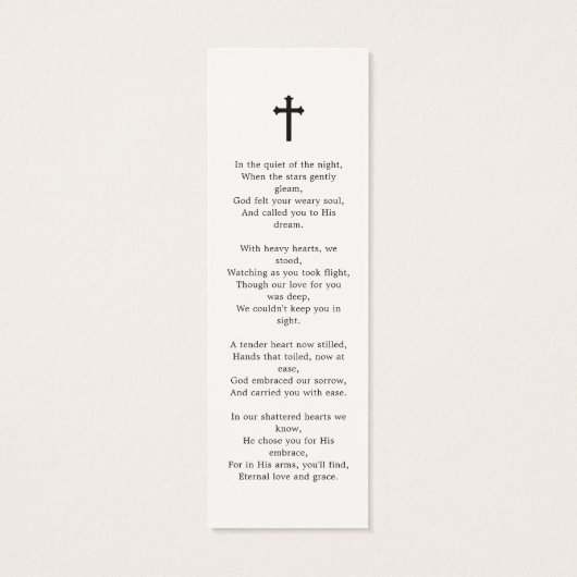 Foto Sympathie Begrafenis Gebed Bladwijzer Mini Visitekaartjes (Achterkant)