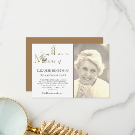 FOTO Sympathie Flat Hartelijk dank Bedankkaart (Voorkant / Achterkant in situ)