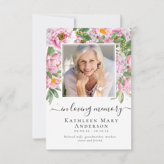 Foto sympathie Floral Funeral Bedankkaart (Achterkant)