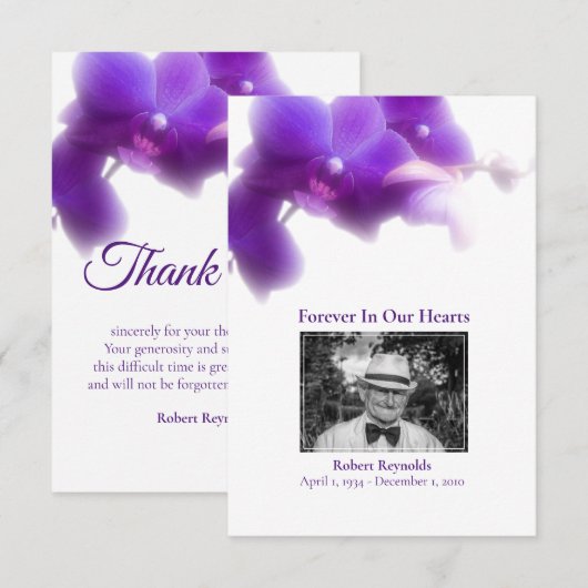 Foto Sympathie Funeral Floral Hartelijk dank Bedankkaart (Voorkant / Achterkant)