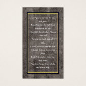 Foto Sympathie Funeral Memorial Prayer Cards Visitekaartje (Achterkant)