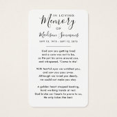 Foto Sympathie Funeral Memorial Prayer Cards Visitekaartje (Achterkant)