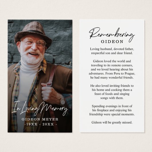 Foto Sympathie Funeral Memorial Prayer Cards Visitekaartje (Voorkant /achterkant)