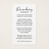 Foto Sympathie Funeral Memorial Prayer Cards Visitekaartje (Achterkant)