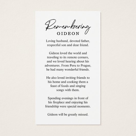 Foto Sympathie Funeral Memorial Prayer Cards Visitekaartje (Achterkant)